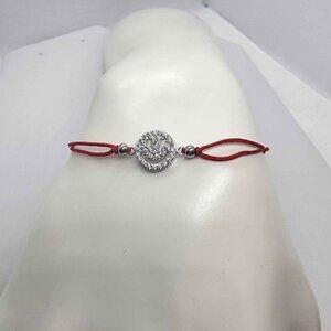Sterling Silver 925 Happy Smile Design With Red String Bracelet